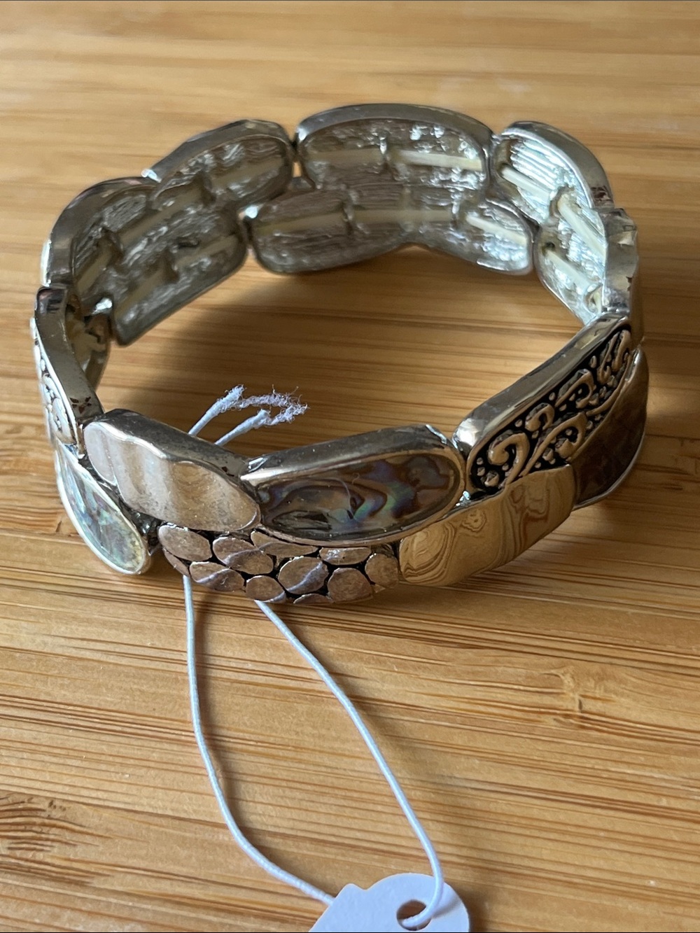25 Silver Tone Multi Designs With Abalone Shell Accents Stretch